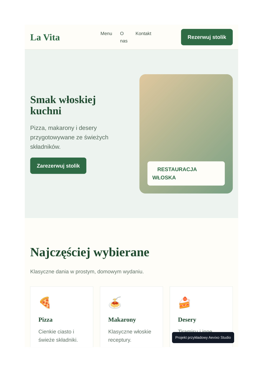 Przykładowa realizacja strony restauracji